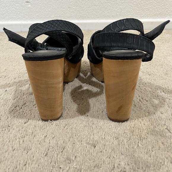 Matisse X Free People Sunset Vegan Heeled Clogs Texture Black Size 7 Boho Hippie - Picture 7 of 8